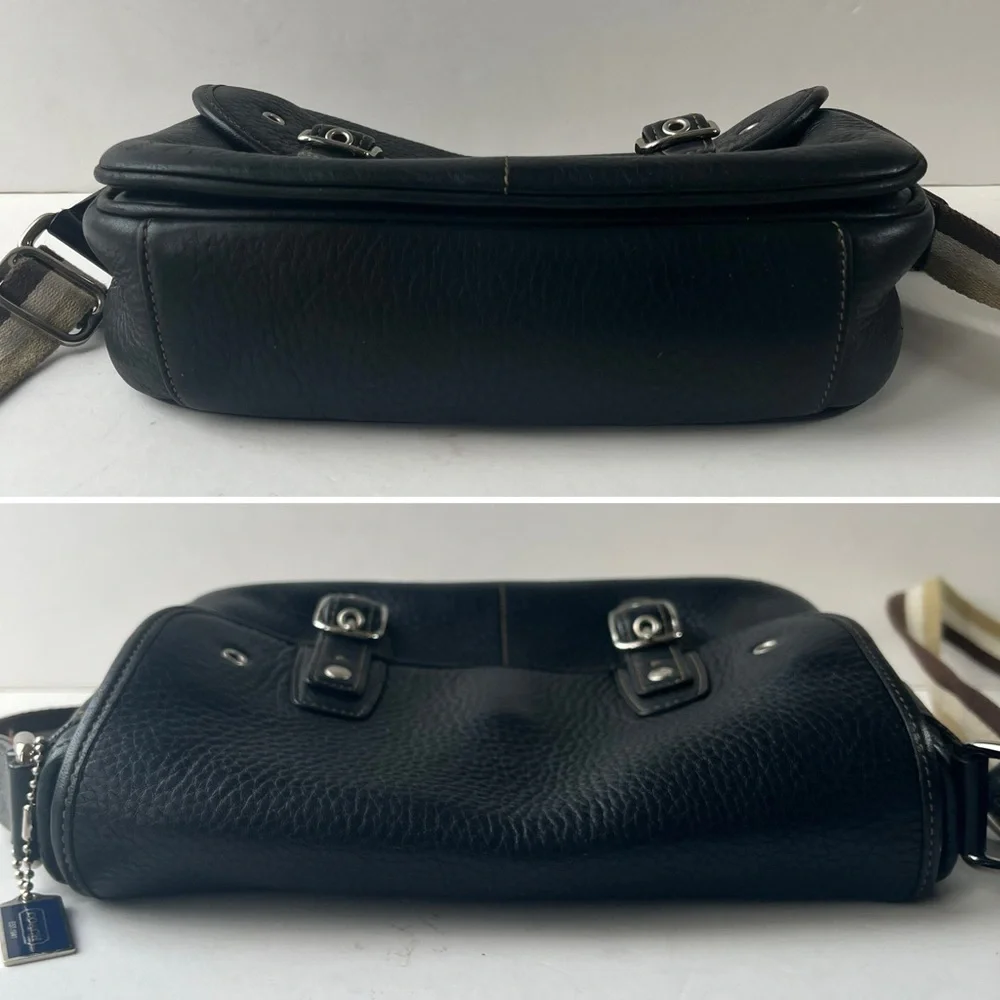 Coach Black Pebbled Leather Field Crossbody Bag 9609